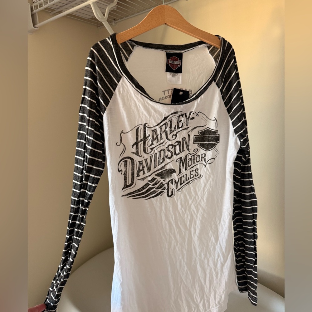 Harley-Davidson Black and White Long Sleeve Shirt